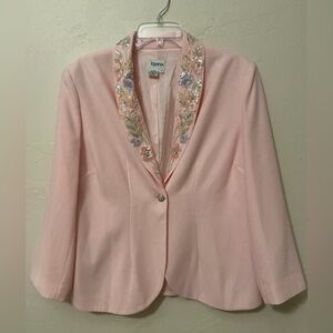 Together~Pink~Single Breasted~One-Button~Shawl Lapel~Embellished~Blazer~Size 16